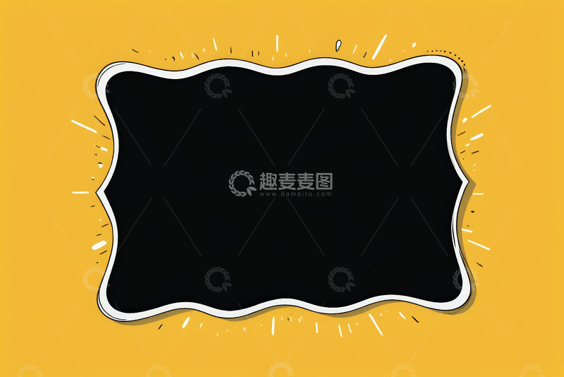 高清大图下载【趣麦麦图】黄色背景黑色边框空白图案