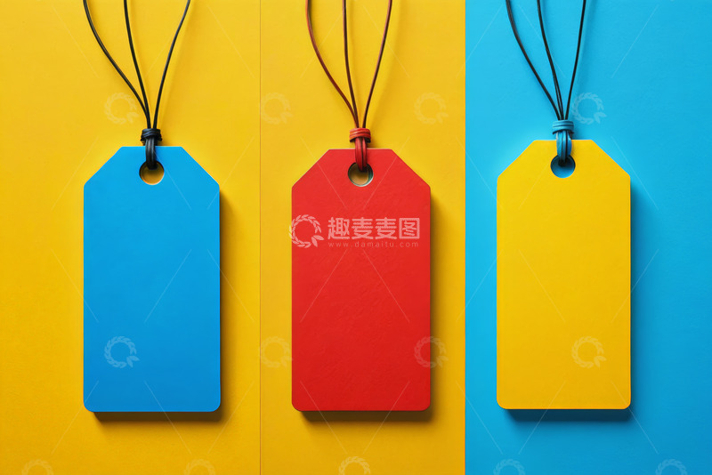 高清大图下载【趣麦麦图】-多彩空白吊牌特写