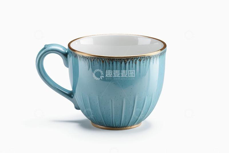 高清大图下载【趣麦麦图】蓝色陶瓷咖啡杯特写