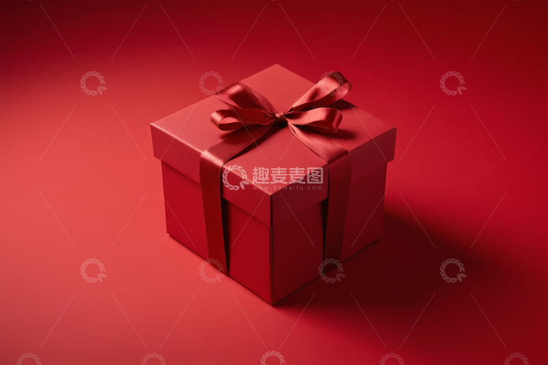高清大图下载【趣麦麦图】红色礼品盒带蝴蝶结