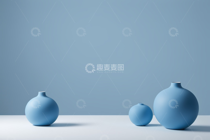 高清大图下载【趣麦麦图】蓝色球形花瓶静物展示