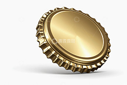 金色金属啤酒瓶盖特写