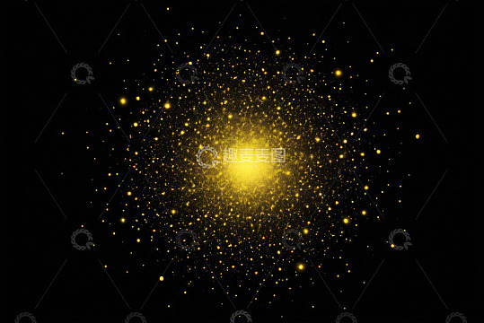 黑色背景金色发光粒子效果