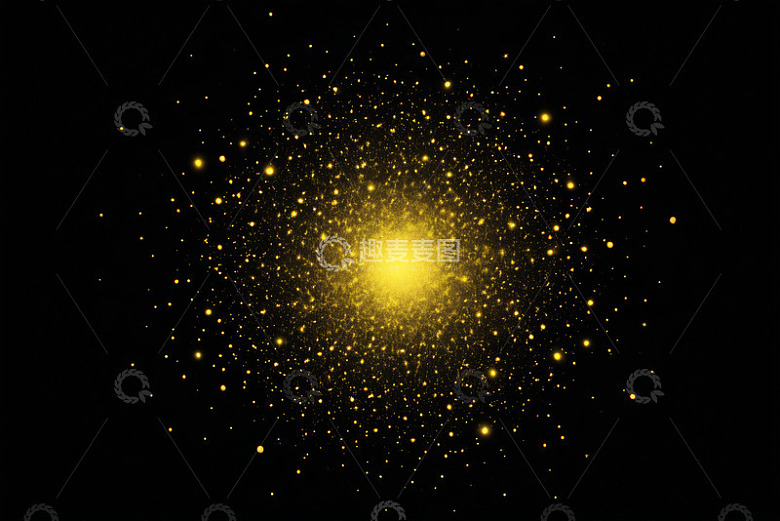黑色背景金色发光粒子效果