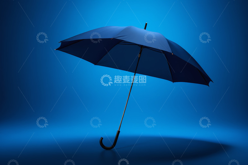 高清大图下载【趣麦麦图】蓝色背景下的撑开雨伞