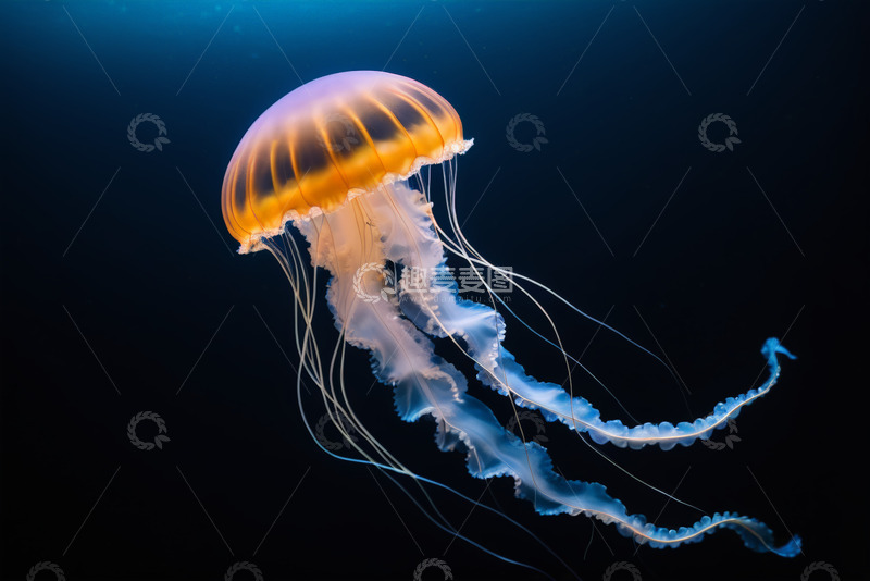 高清大图下载【趣麦麦图】橙色水母海洋特写