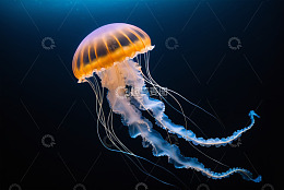 橙色水母海洋特写
