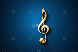 蓝色背景上的金色音乐符号