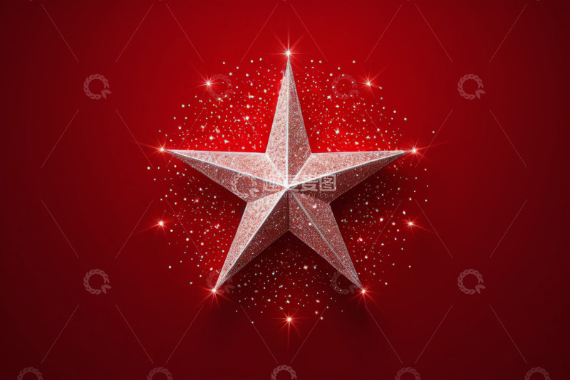 高清大图下载【趣麦麦图】红色背景闪耀五角星素材