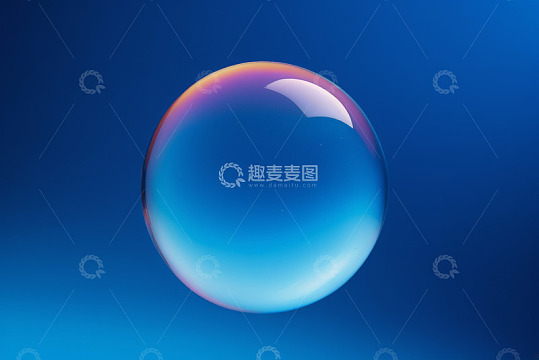 蓝色背景下的彩色光晕球体