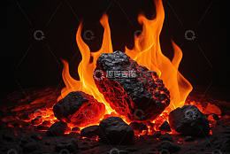 燃烧的炭火特写