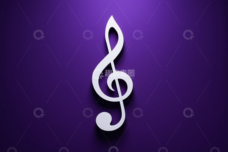 高清大图下载【趣麦麦图】紫色背景高音谱号图案