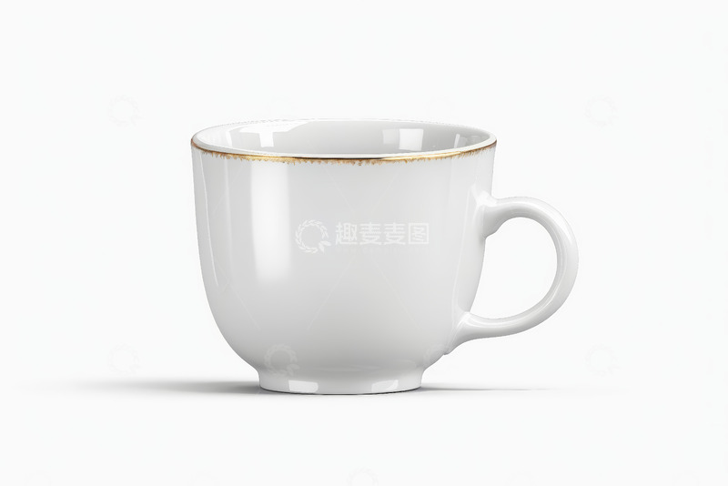 高清大图下载【趣麦麦图】白色金边马克杯静物素材