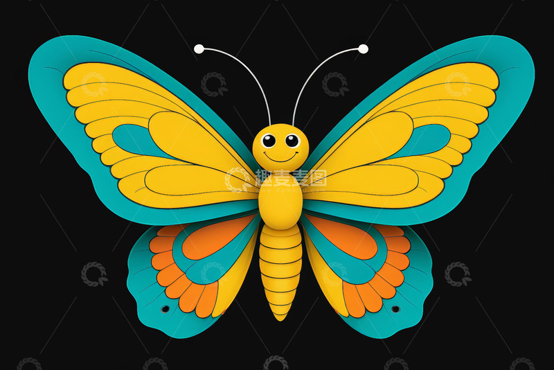 高清大图下载【趣麦麦图】卡通蝴蝶插画素材