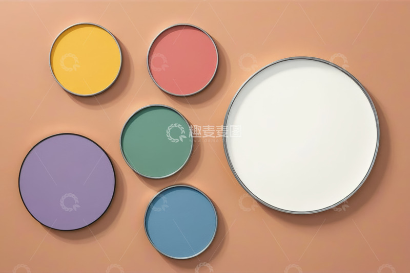 高清大图下载【趣麦麦图】多彩圆形涂料样品展示