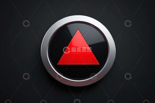 黑色背景上的红色三角按钮