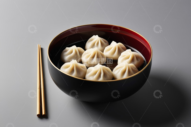 高清大图下载【趣麦麦图】碗装小笼包配筷子特写