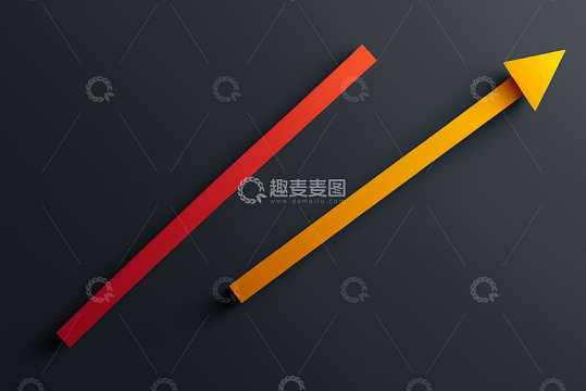 黑色背景上的红色黄色箭头