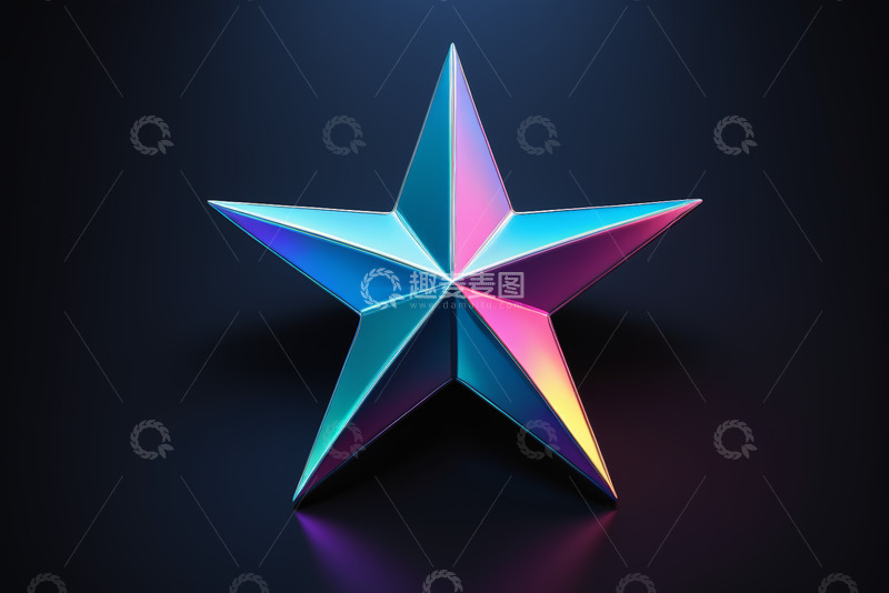 高清大图下载【趣麦麦图】立体彩色五角星