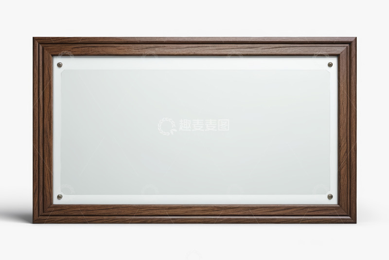 高清大图下载【趣麦麦图】木质框架白色背景展示框