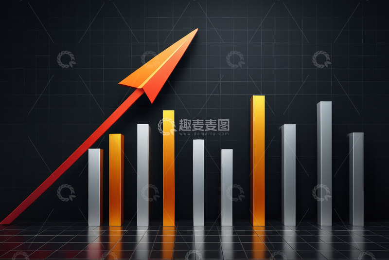 高清大图下载【趣麦麦图】上升箭头与柱状图金融概念素材