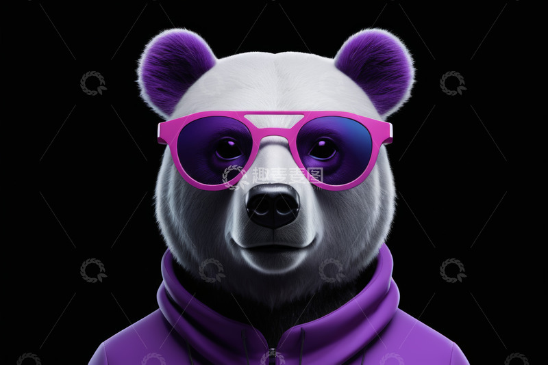 高清大图下载【趣麦麦图】戴墨镜穿卫衣的熊猫形象