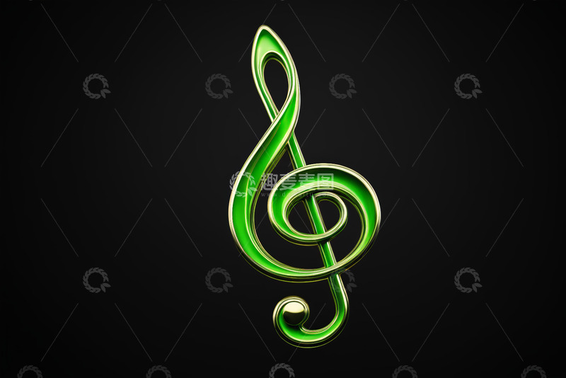 高清大图下载【趣麦麦图】绿色高音谱号音乐符号
