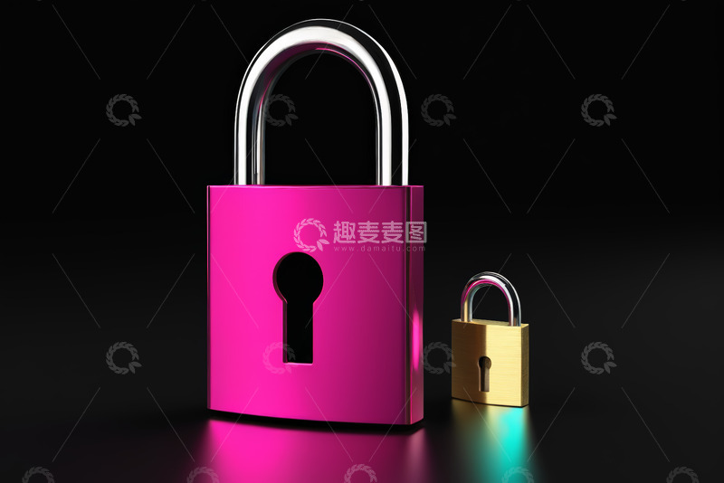 高清大图下载【趣麦麦图】粉色与金色挂锁特写