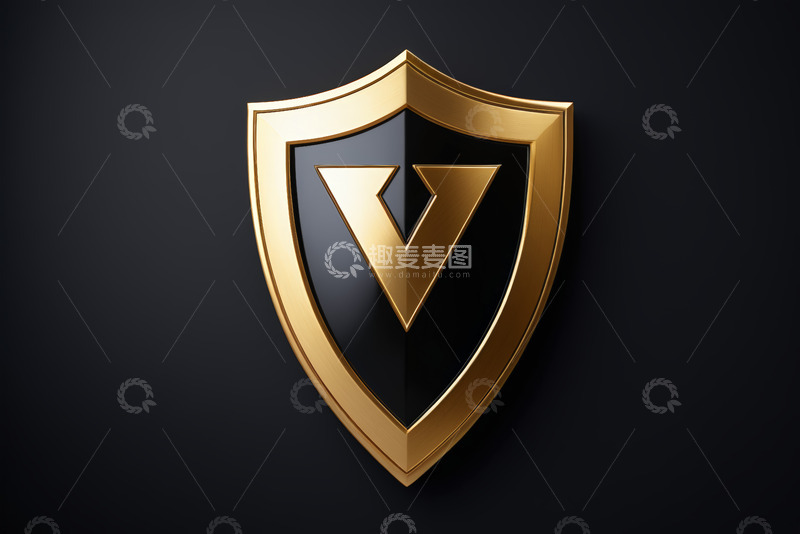 高清大图下载【趣麦麦图】黑金配色盾牌图标设计