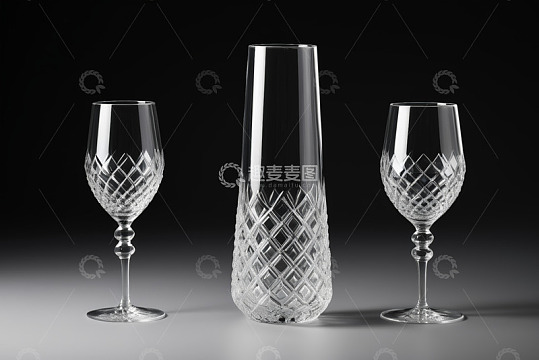 透明玻璃酒杯与醒酒器组合