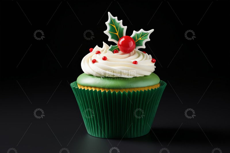 高清大图下载【趣麦麦图】绿色纸杯蛋糕特写