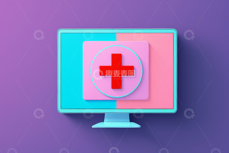 高清大图下载【趣麦麦图】电脑屏幕上的医疗十字图标