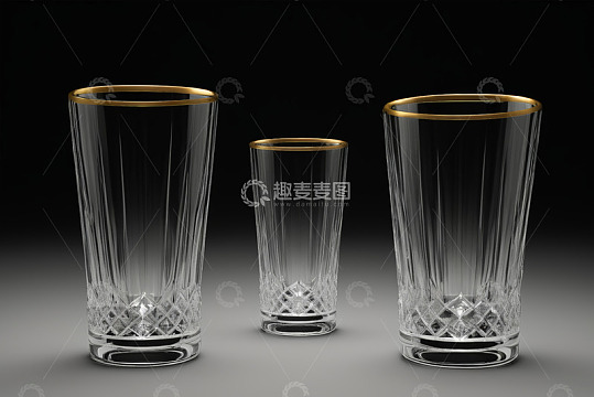 金边透明玻璃水杯组合