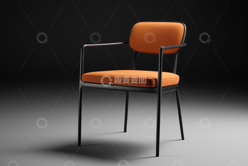 高清大图下载【趣麦麦图】现代橙色扶手椅展示
