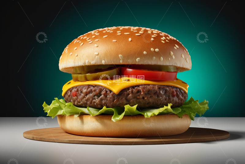 高清大图下载【趣麦麦图】美味芝士牛肉汉堡特写