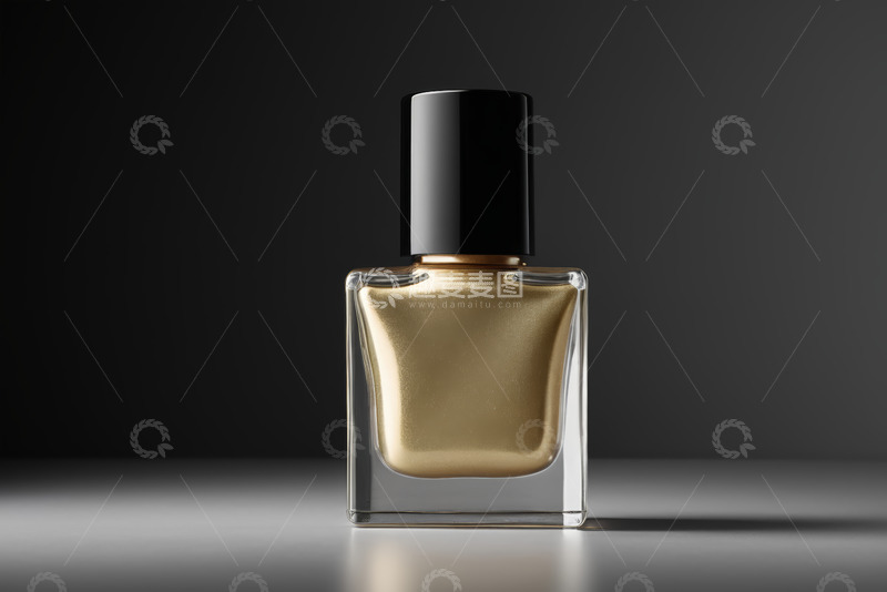 高清大图下载【趣麦麦图】金色指甲油玻璃瓶装特写