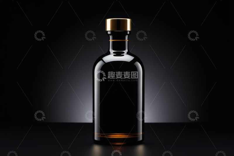 高清大图下载【趣麦麦图】黑色背景下的玻璃酒瓶