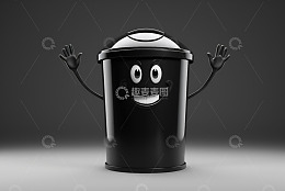 卡通形象黑色垃圾桶