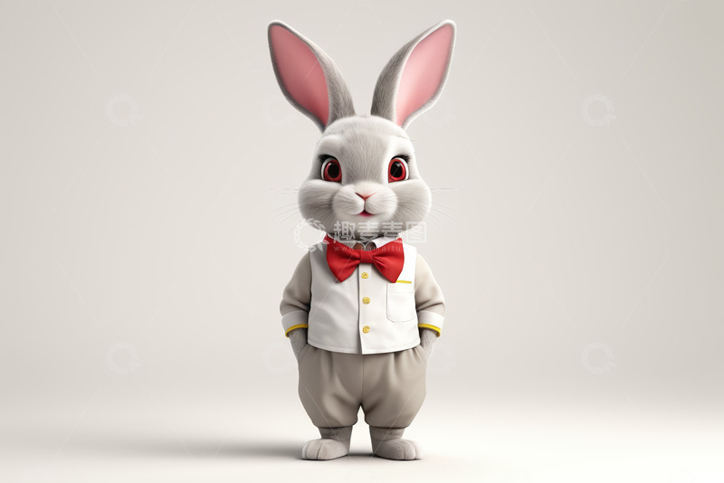 高清大图下载【趣麦麦图】穿着礼服的卡通兔子形象