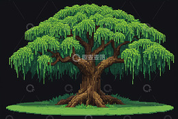 像素风格大树插画