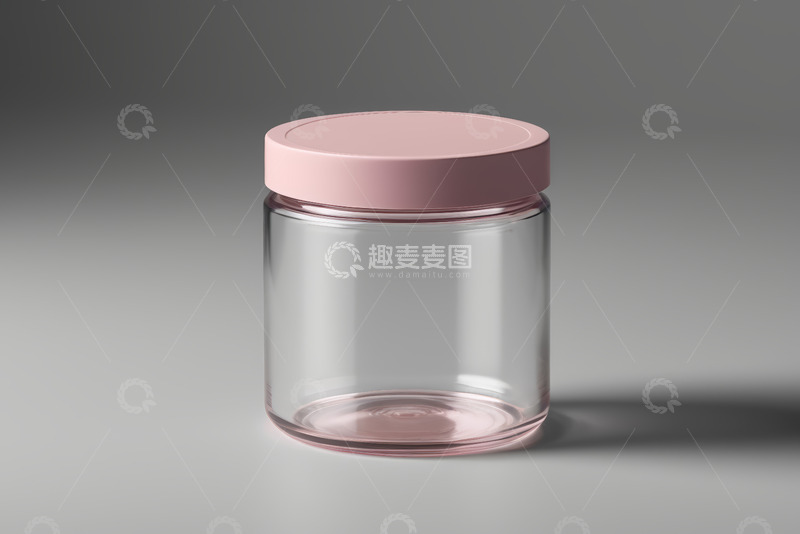 高清大图下载【趣麦麦图】透明玻璃罐配粉色盖子产品展示