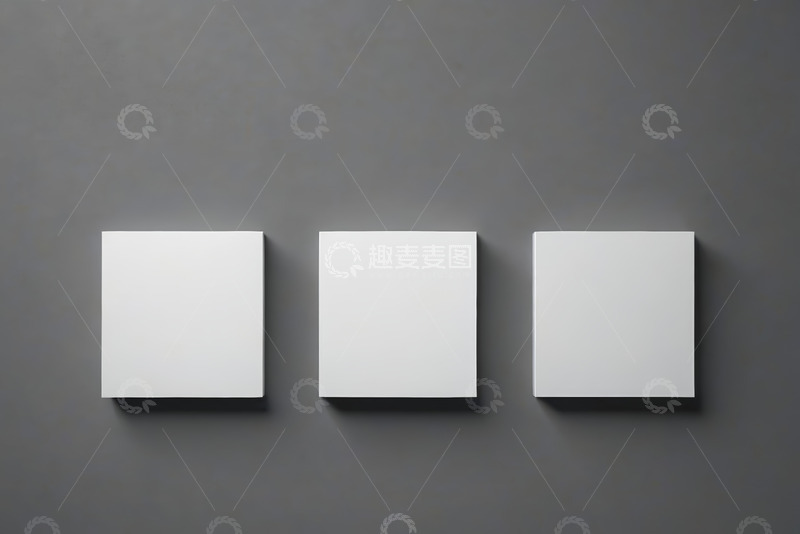高清大图下载【趣麦麦图】灰色背景上的三块白色方形物体