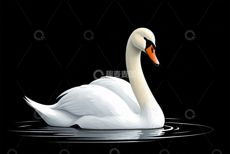 高清大图下载【趣麦麦图】水中游动的白色天鹅