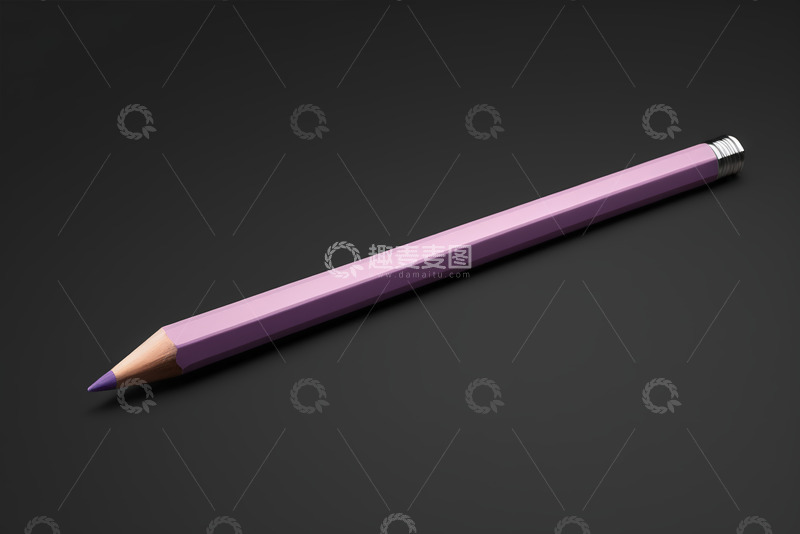 高清大图下载【趣麦麦图】紫色铅笔置于黑色背景