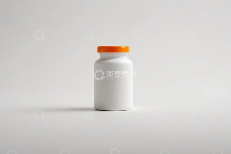 高清大图下载【趣麦麦图】白色药瓶带橙色瓶盖特写