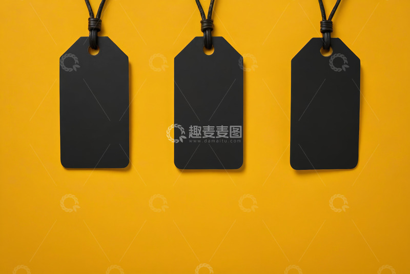 高清大图下载【趣麦麦图】黄色背景上的黑色吊牌