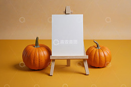 画架旁摆放的两个南瓜