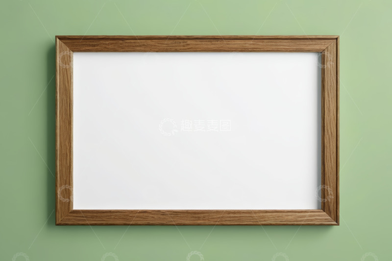 高清大图下载【趣麦麦图】绿色背景上的木质相框
