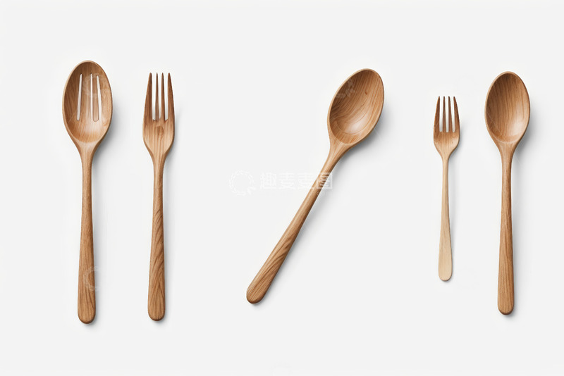 高清大图下载【趣麦麦图】木质餐具勺子叉子特写