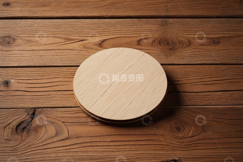 高清大图下载【趣麦麦图】木质桌面上的圆形木片